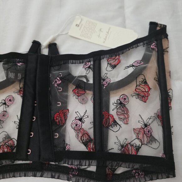 For Love & Lemons Black Floral Lace Corset Top Women’s M NWT - Picture 10 of 12